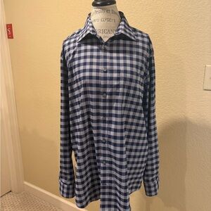 Jos. A. Bank Navy and White Plaid Shirt